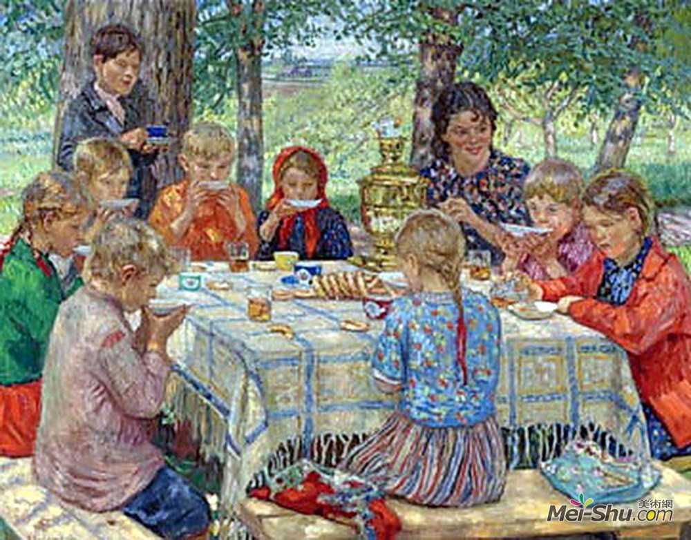 尼古拉·博格丹诺夫·贝尔斯基(Nikolay Bogdanov-Belsky)高清作品《老师的生日》