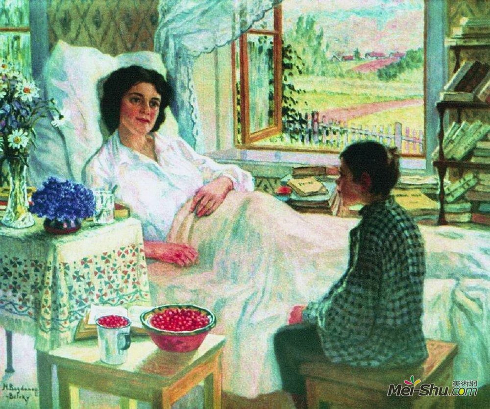 尼古拉·博格丹诺夫·贝尔斯基(Nikolay Bogdanov-Belsky)高清作品《不健康教师的访问》