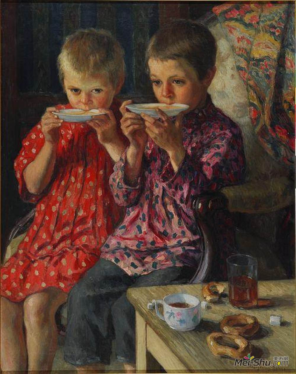 尼古拉·博格丹诺夫·贝尔斯基(Nikolay Bogdanov-Belsky)高清作品《游客》