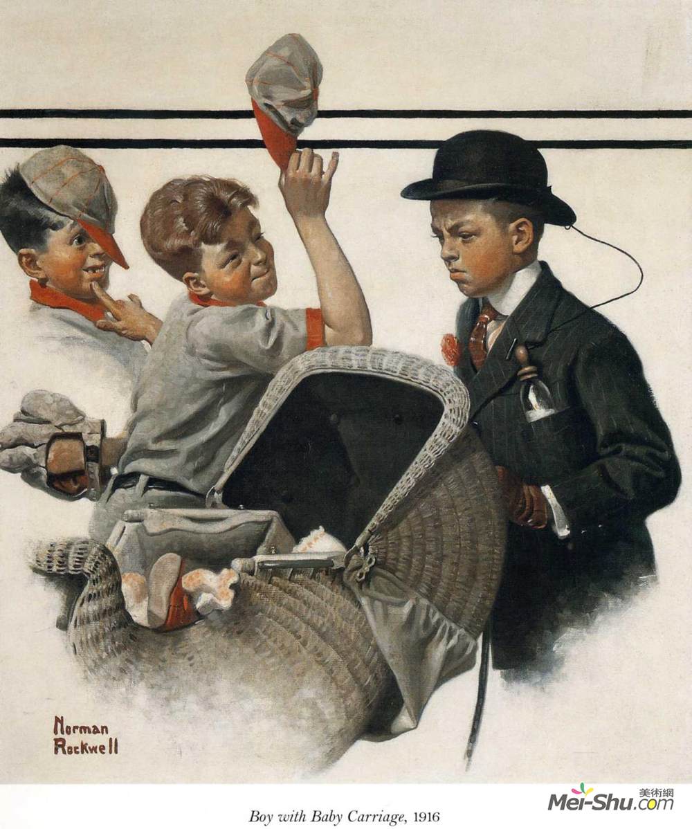 婴儿车的男孩诺曼洛克威尔 Norman Rockwell 高清作品欣赏 诺曼洛克威尔作品 诺曼洛克威尔专题网站 艺术大师 美术网