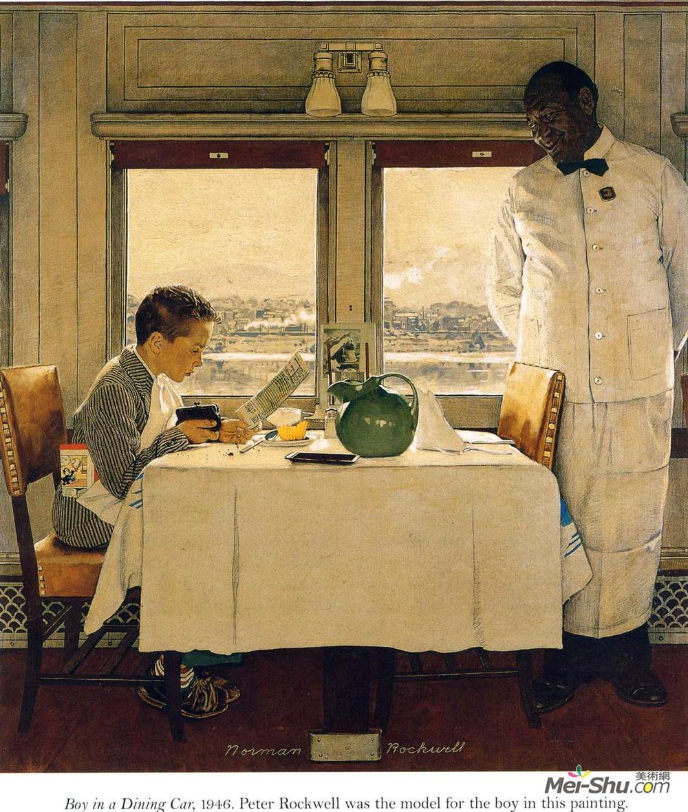 诺曼·洛克威尔(Norman Rockwell)高清作品《餐车里的男孩》