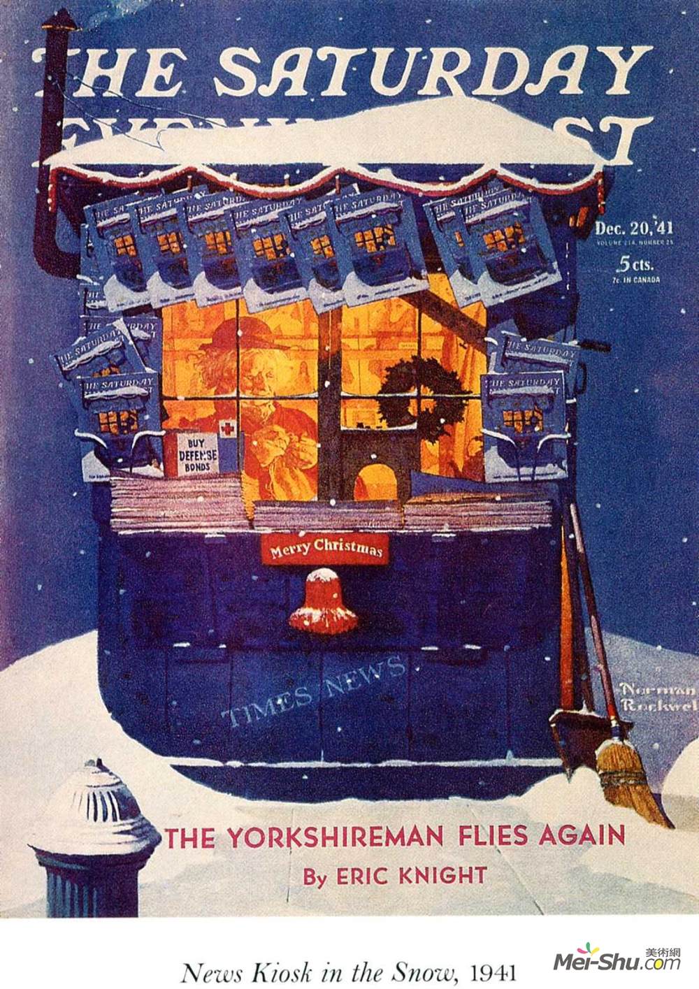 诺曼·洛克威尔(Norman Rockwell)高清作品《雪地里的报亭》