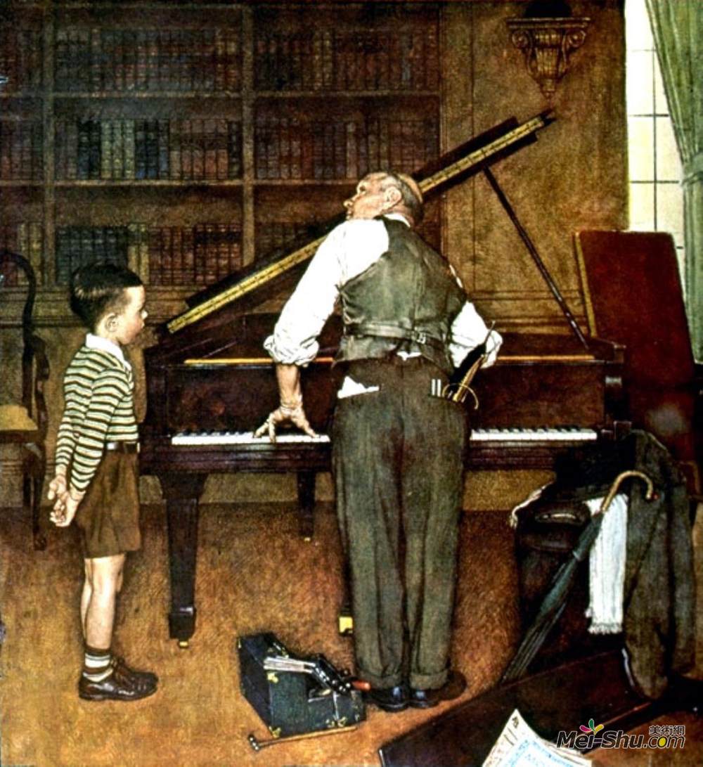 诺曼·洛克威尔(Norman Rockwell)高清作品《钢琴曲》