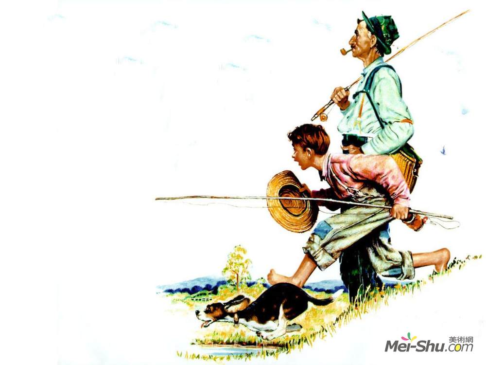 诺曼·洛克威尔(Norman Rockwell)高清作品《垂钓》