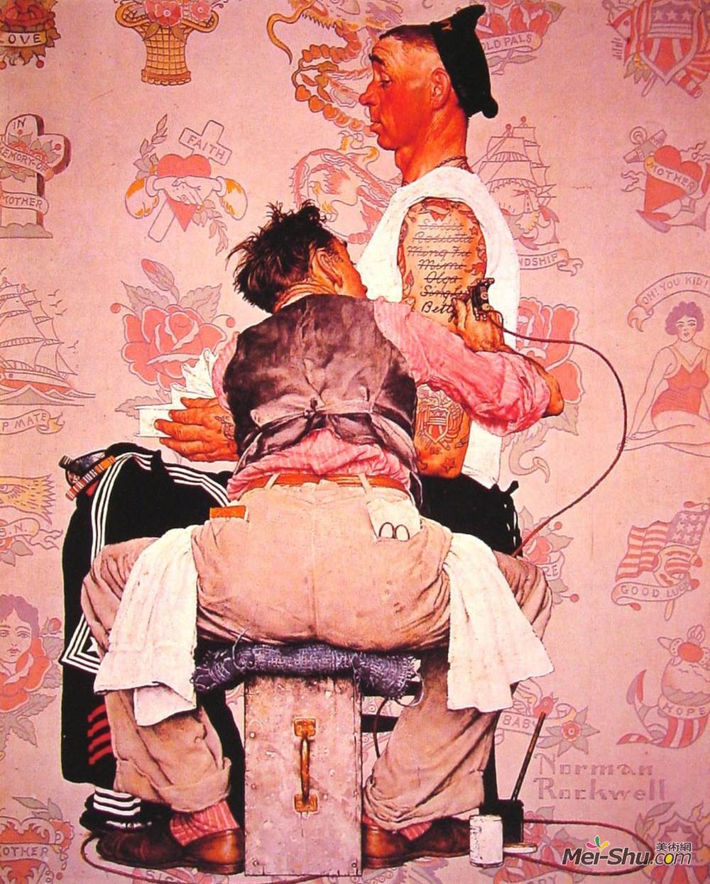 诺曼·洛克威尔(Norman Rockwell)高清作品《纹身学家》