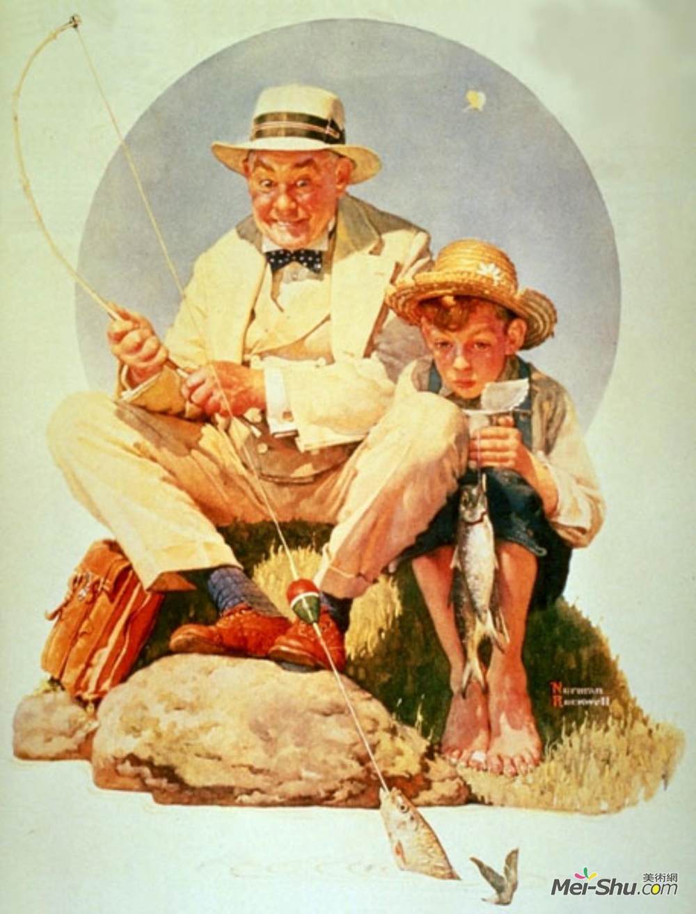 rockwell)高清作品《垂钓》作品名:垂钓艺术家:诺曼·洛克威尔风格