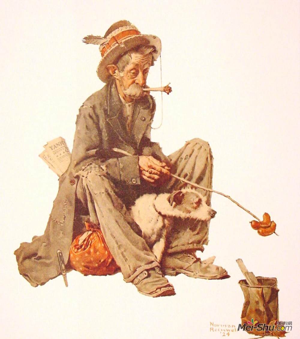 诺曼·洛克威尔(Norman Rockwell)高清作品《流浪汉与狗》