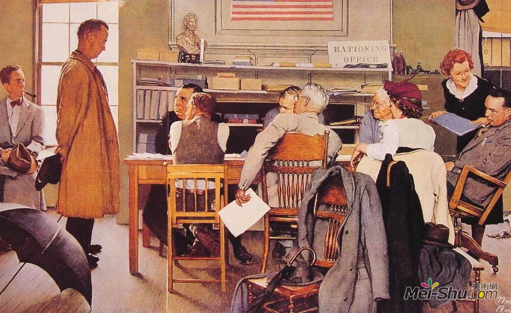 诺曼·洛克威尔(Norman Rockwell)高清作品《参观定量配给委员会》