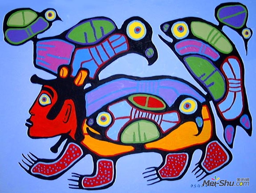诺娃尔·墨里塞奥(Norval Morrisseau)高清作品《熊走》