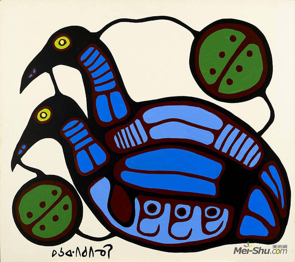 诺娃尔·墨里塞奥(Norval Morrisseau)高清作品《蓝潜鸟》