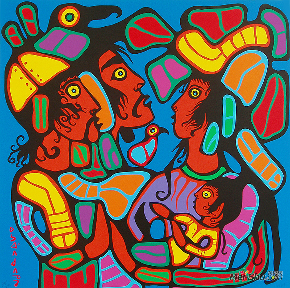 诺娃尔·墨里塞奥(Norval Morrisseau)高清作品《家庭》