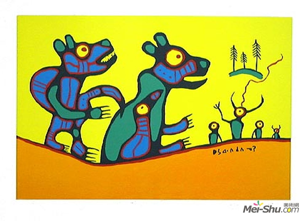 诺娃尔·墨里塞奥(Norval Morrisseau)高清作品《第一次会议》