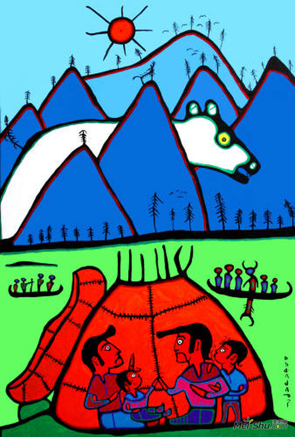 诺娃尔·墨里塞奥(Norval Morrisseau)高清作品《巨熊》