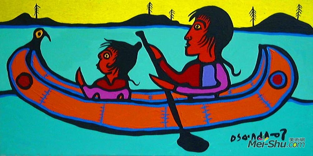 诺娃尔·墨里塞奥(Norval Morrisseau)高清作品《爷爷摘草药》