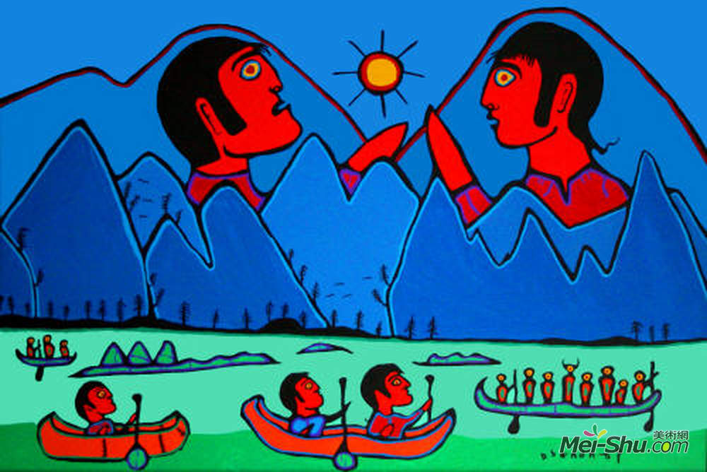 诺娃尔·墨里塞奥(Norval Morrisseau)高清作品《在巨人的土地上》