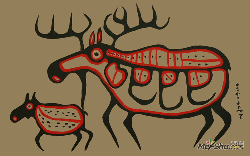 诺娃尔·墨里塞奥(Norval Morrisseau)高清作品《驼鹿》