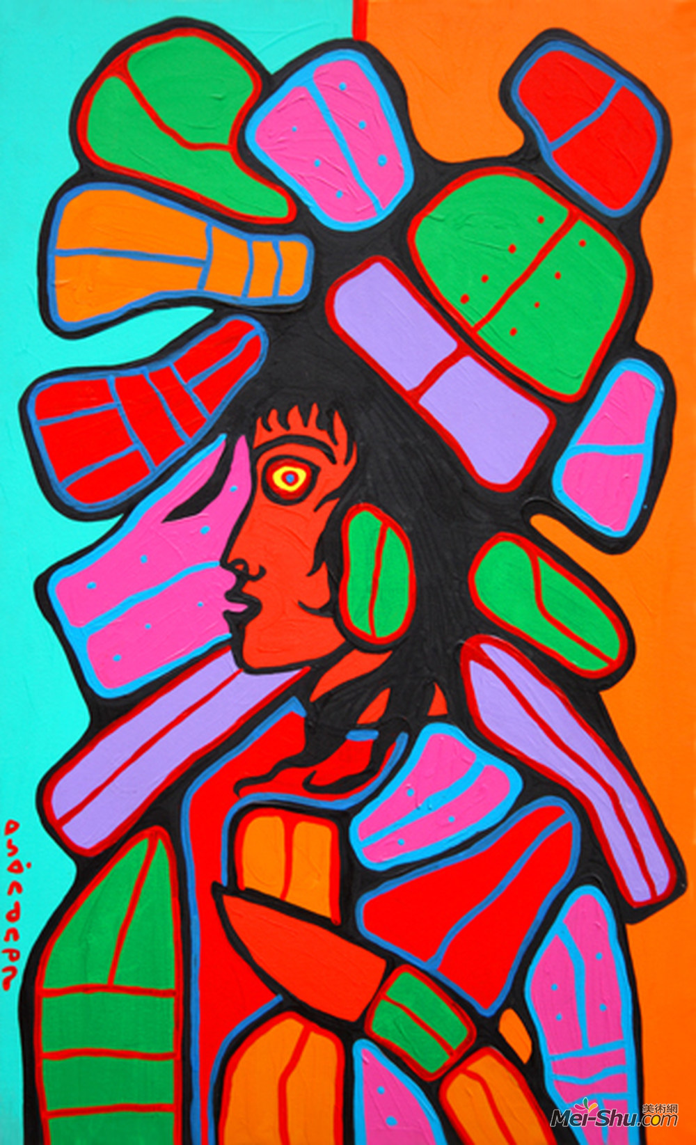 诺娃尔·墨里塞奥(Norval Morrisseau)高清作品《年轻母亲地球母亲》