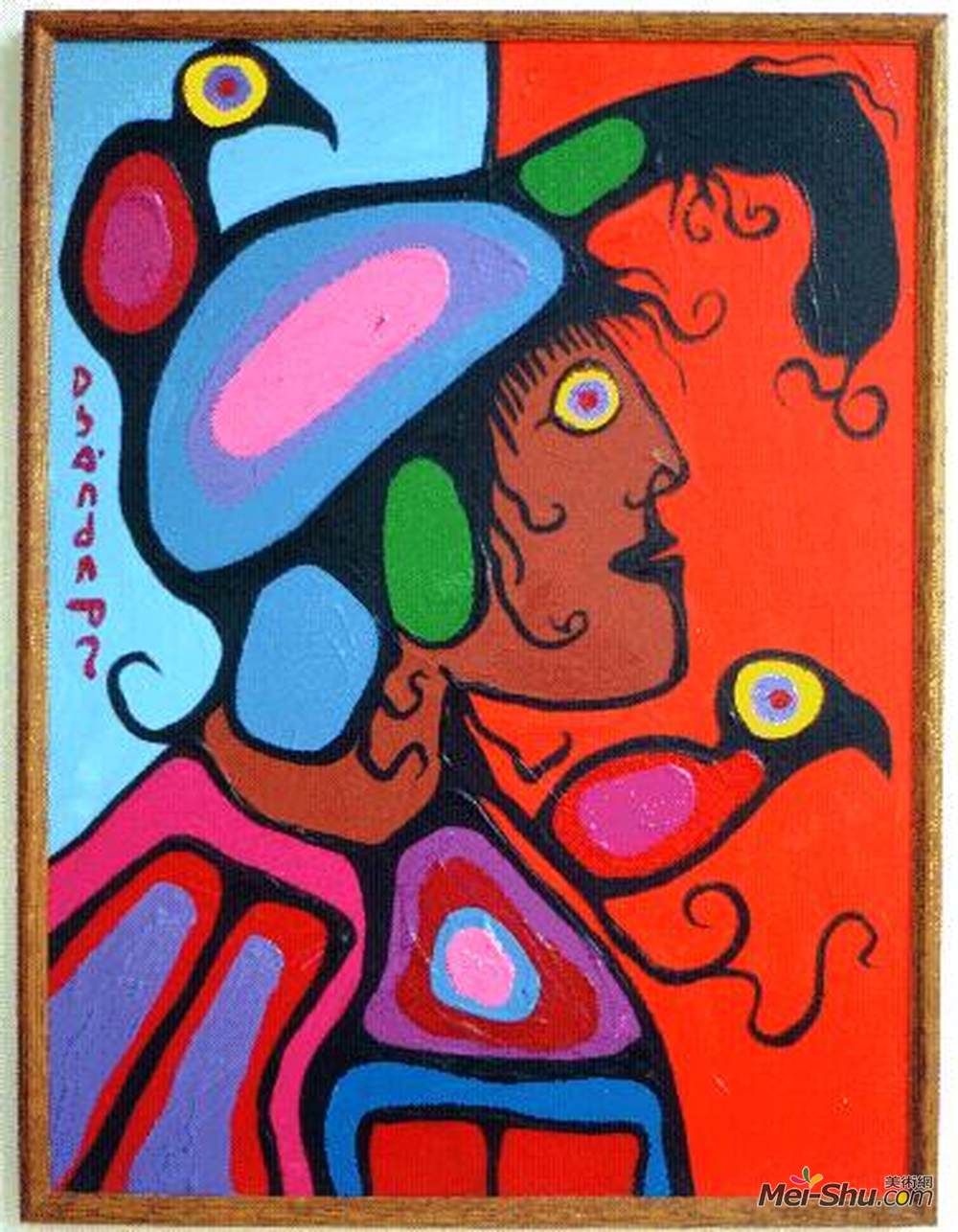 诺娃尔·墨里塞奥(Norval Morrisseau)高清作品《奥吉布瓦勇士》