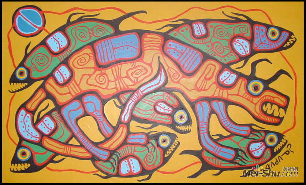 诺娃尔·墨里塞奥(Norval Morrisseau)高清作品《水半神》