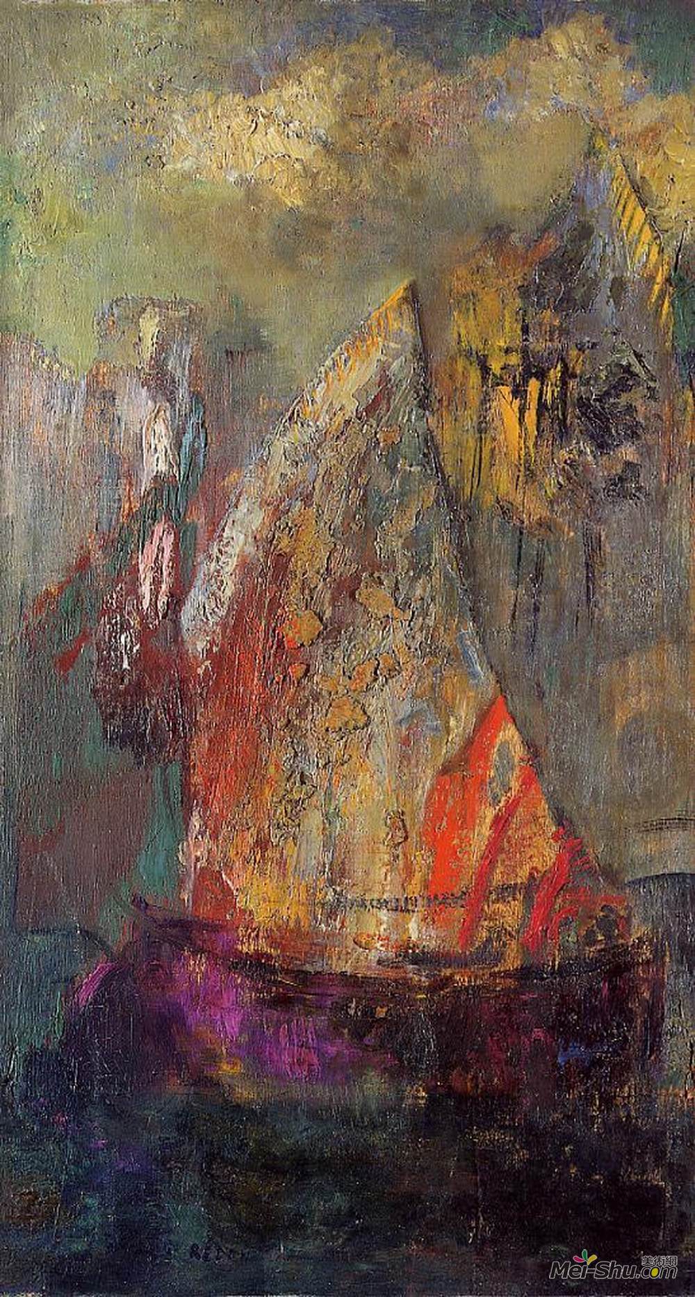 奥迪隆·雷东(Odilon Redon)高清作品《小船》