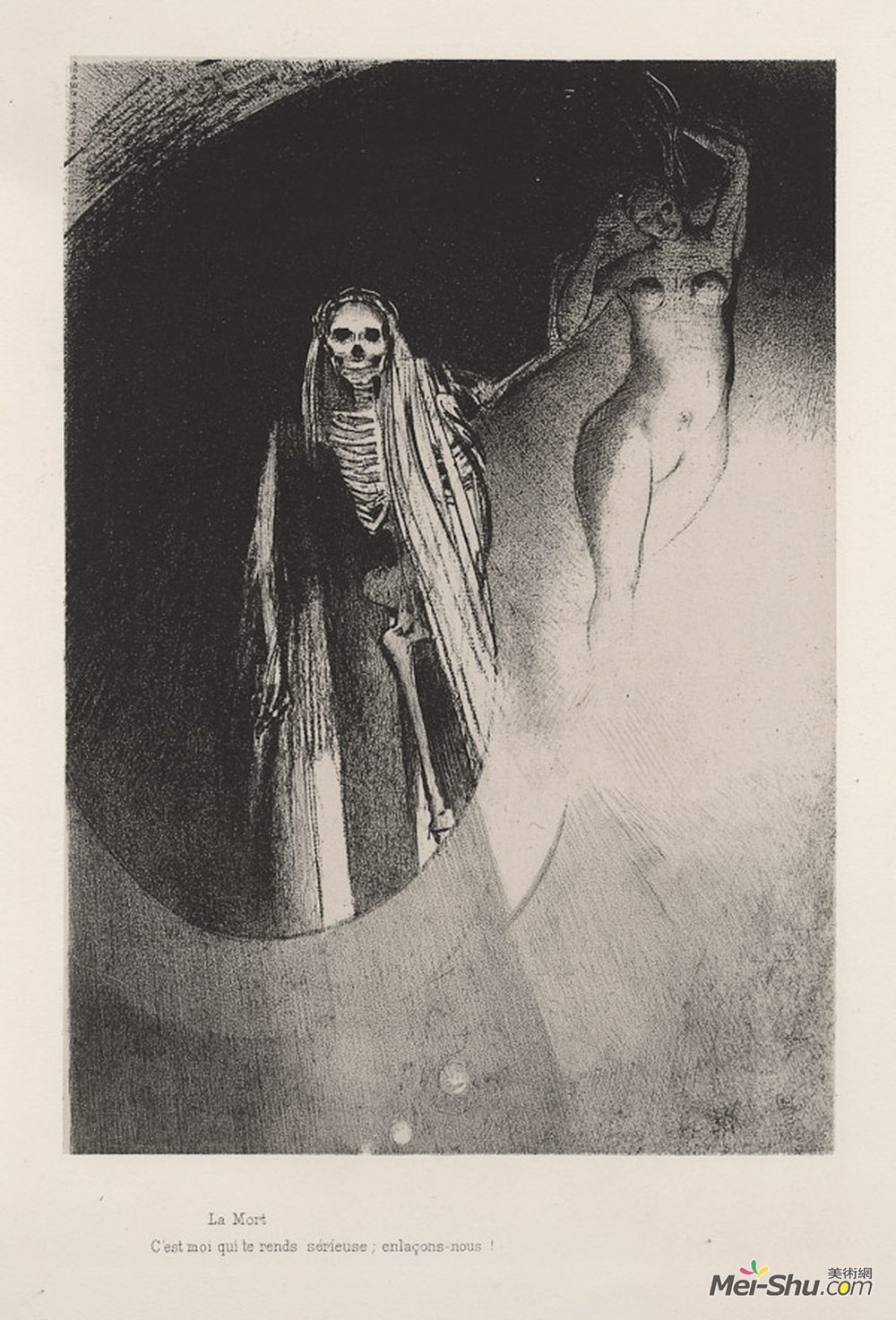 奥迪隆·雷东(Odilon Redon)高清作品《死亡：是我让你变得严肃，让我们拥抱每一个》