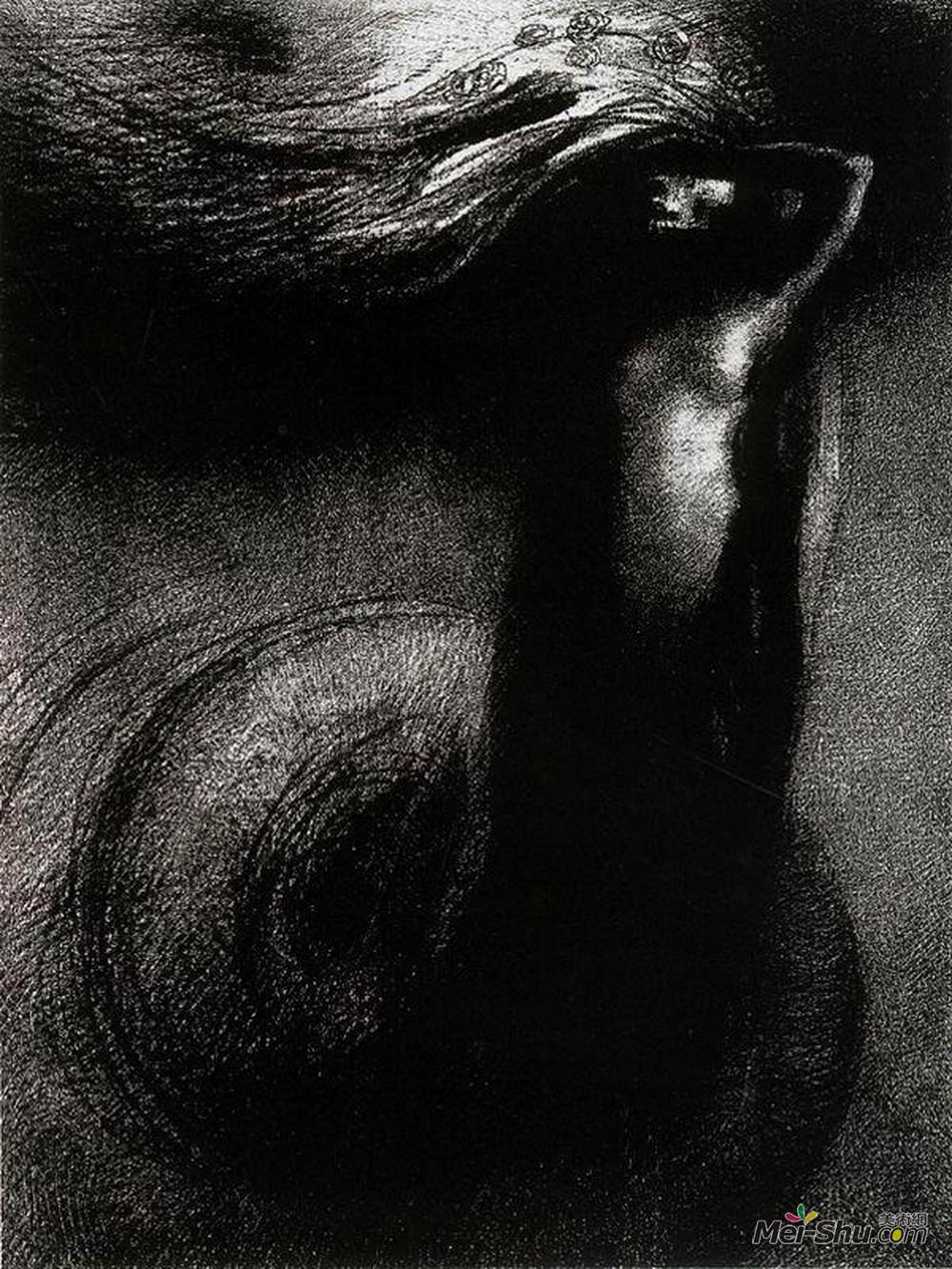 奥迪隆·雷东(Odilon Redon)高清作品《死亡：我的讽刺胜过一切！》