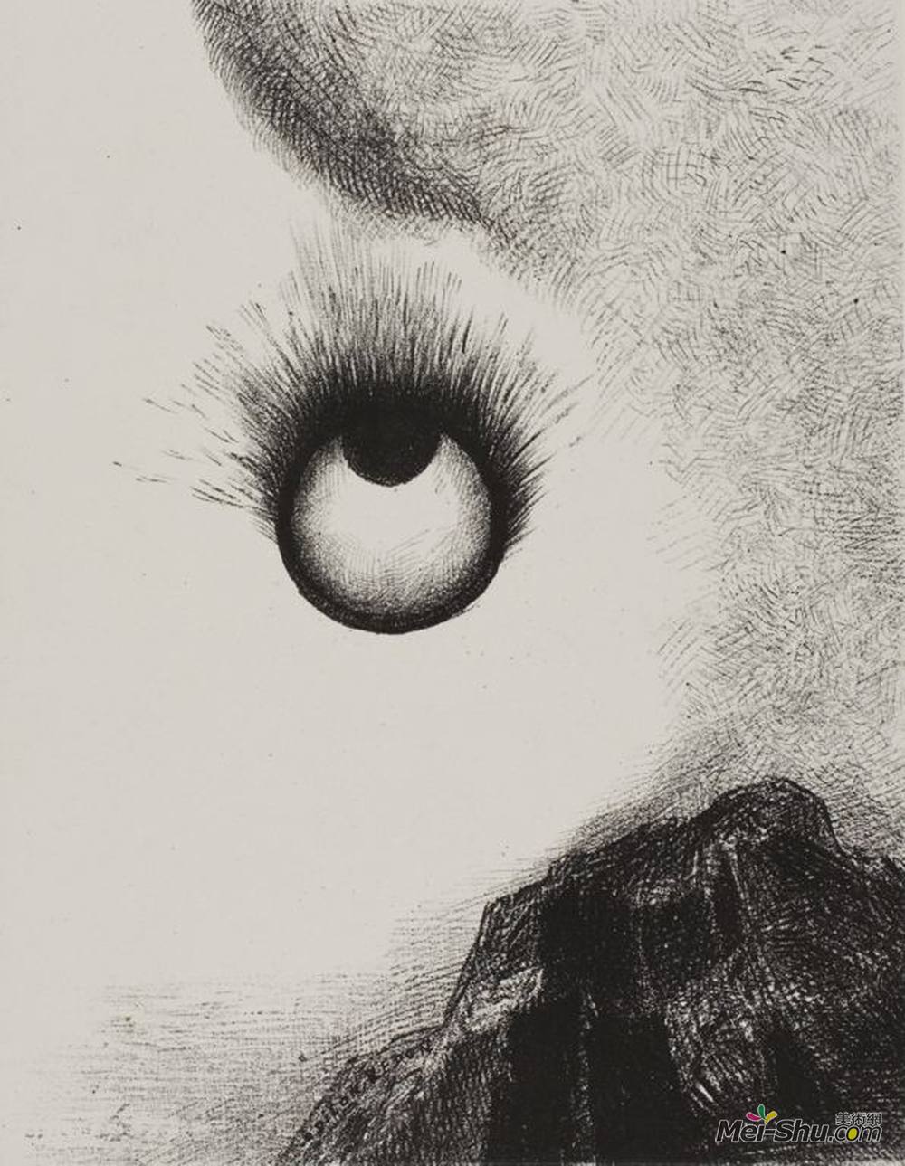 奥迪隆·雷东(Odilon Redon)高清作品《到处都是熊熊燃烧的眼球》