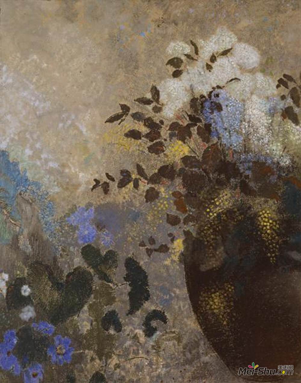 奥迪隆·雷东(Odilon Redon)高清作品《黑色花瓶里的花》