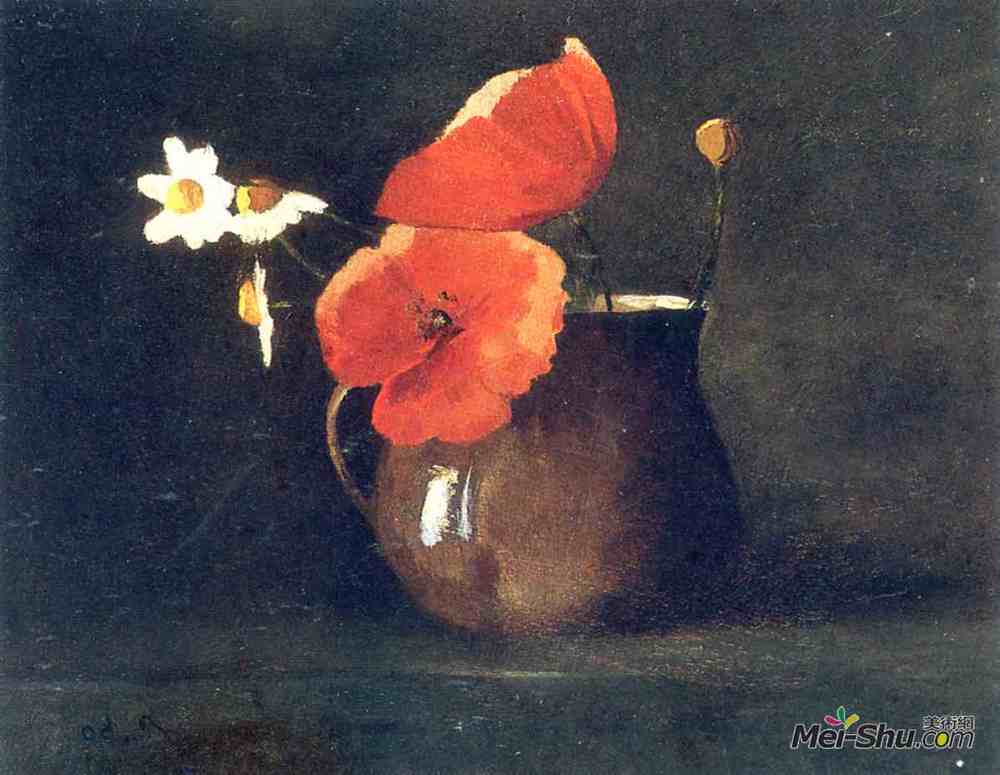 奥迪隆·雷东(Odilon Redon)高清作品《花瓶里的花》