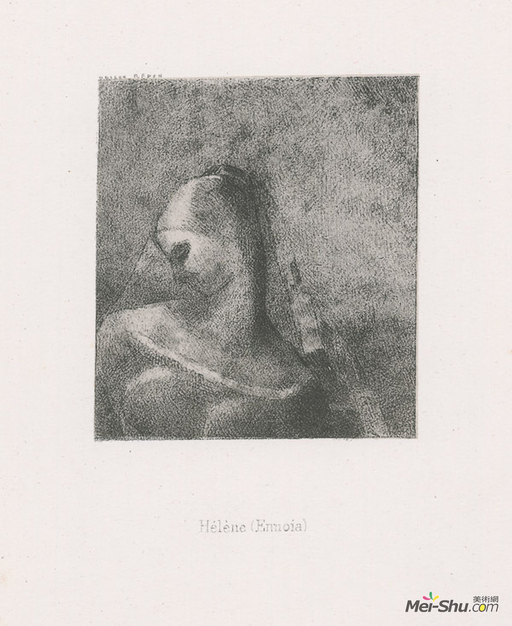 奥迪隆·雷东(Odilon Redon)高清作品《Helena (Ennoia) (plate 10)》