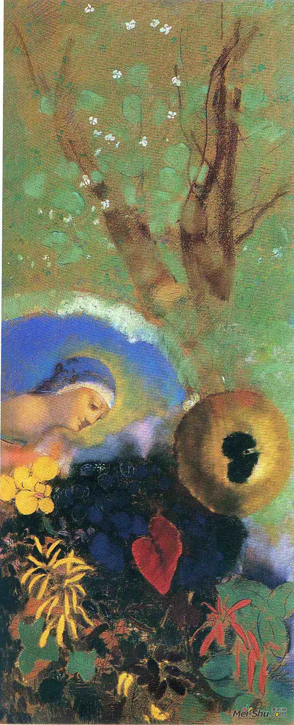 奥迪隆·雷东(Odilon Redon)高清作品《达芬奇的敬意》