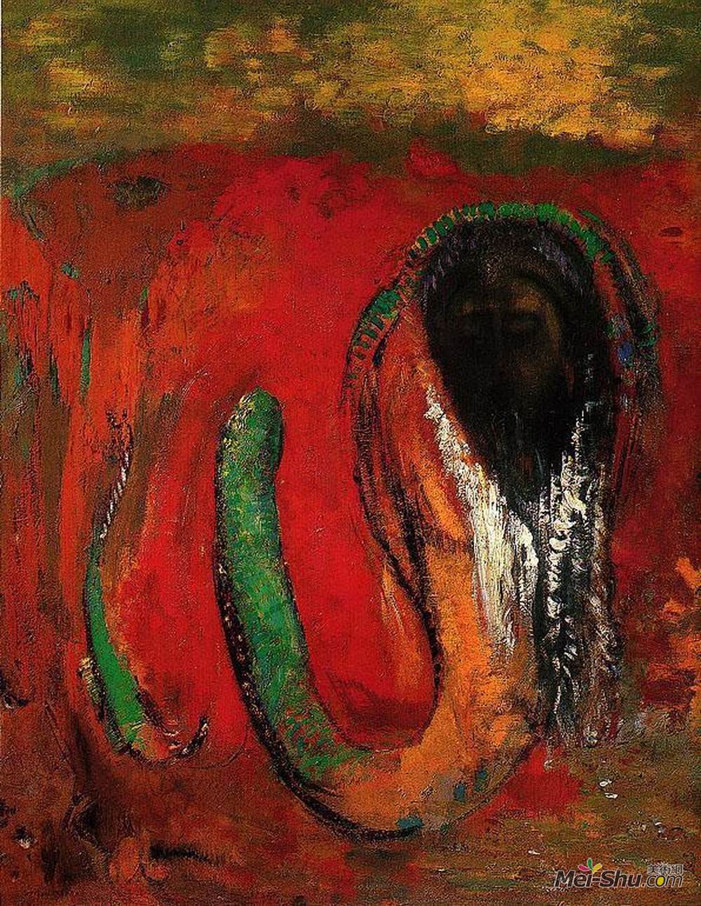 奥迪隆·雷东(Odilon Redon)高清作品《Onnes (Christ and the Serpent)》