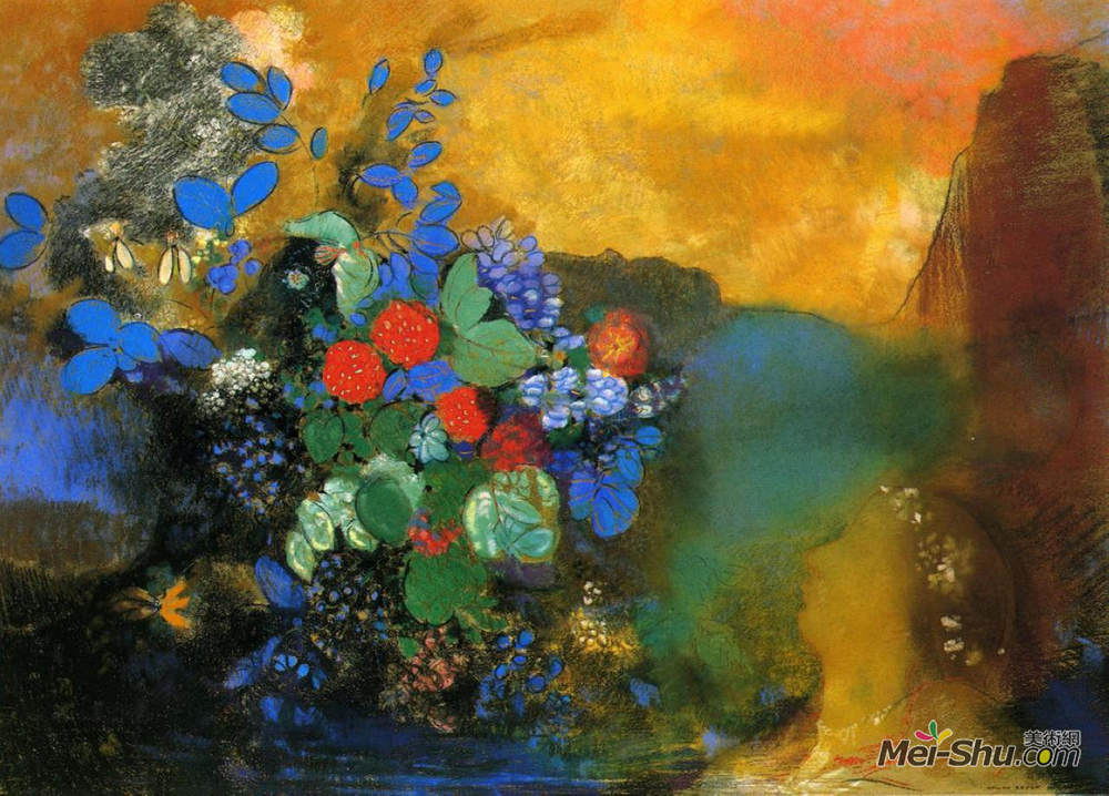 奥迪隆·雷东(Odilon Redon)高清作品《奥菲利亚》