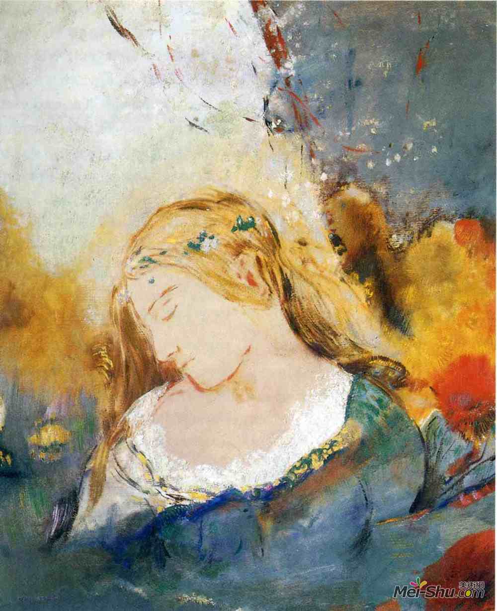 奥迪隆·雷东(Odilon Redon)高清作品《奥菲利亚》