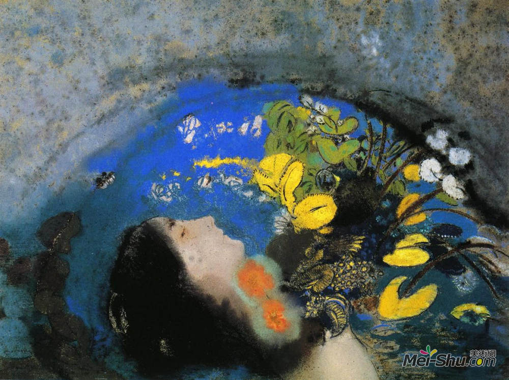 奥迪隆·雷东(Odilon Redon)高清作品《奥菲利亚》