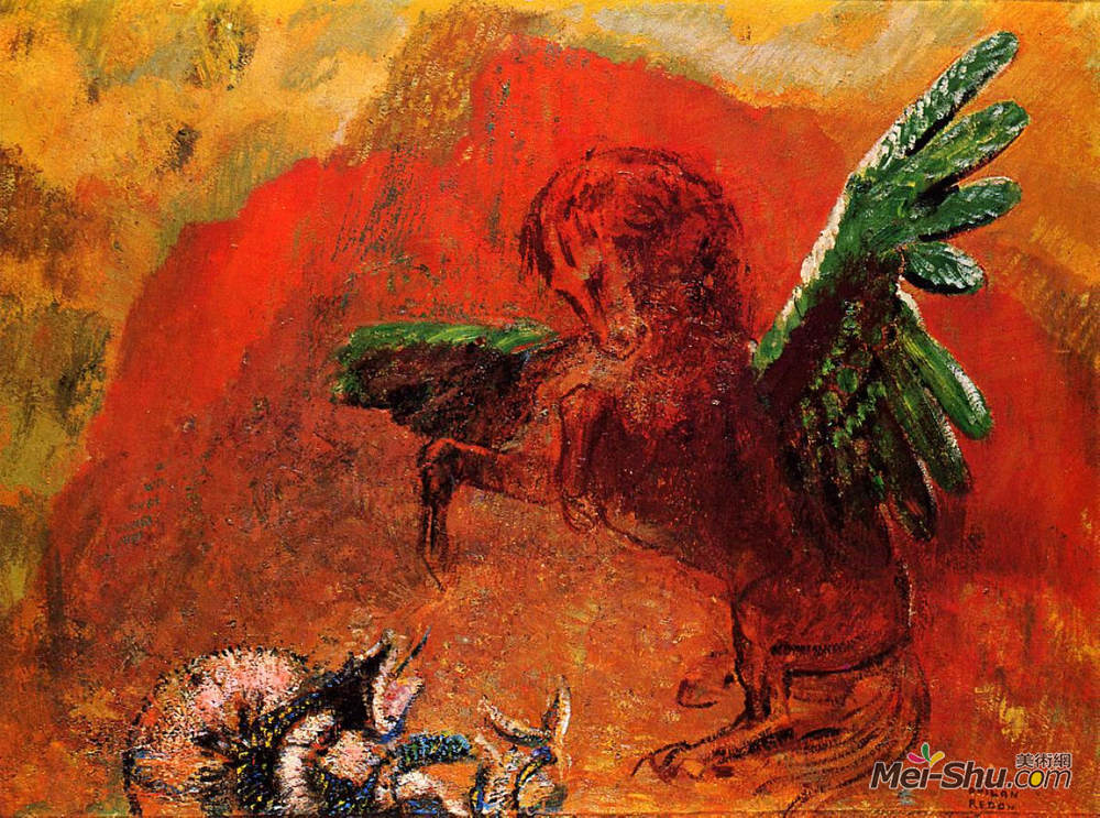 奥迪隆·雷东(Odilon Redon)高清作品《飞马和水螅》