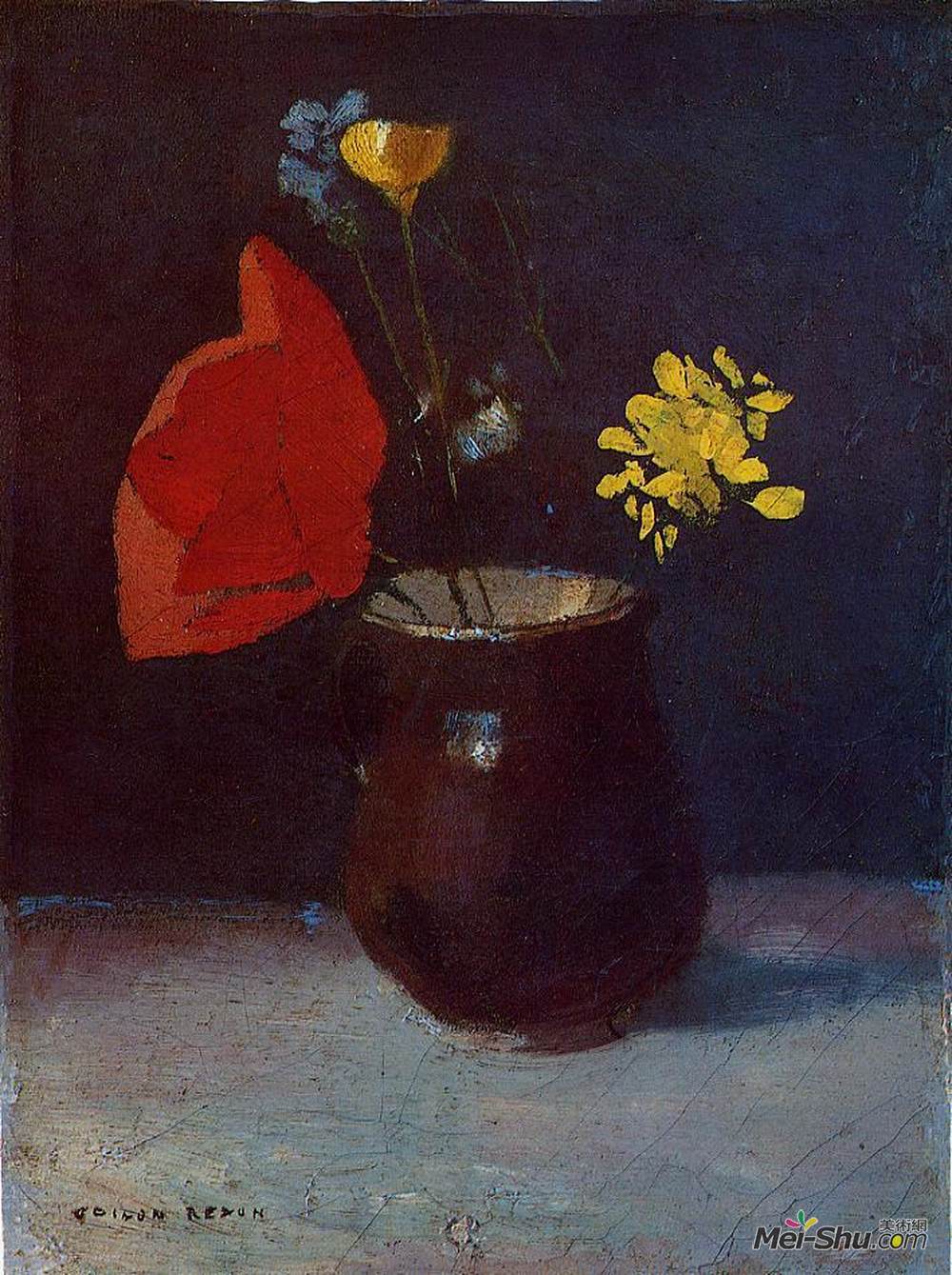 奥迪隆·雷东(Odilon Redon)高清作品《花水罐》