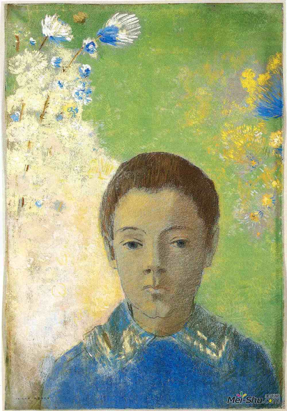 奥迪隆·雷东(Odilon Redon)高清作品《Portrait of Ari Redon》