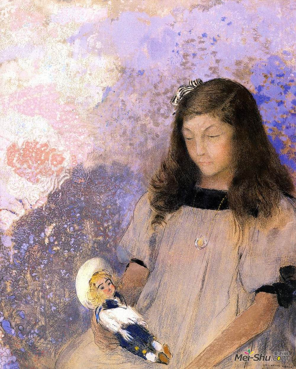 奥迪隆·雷东(Odilon Redon)高清作品《Portrait of Simone Fayet》