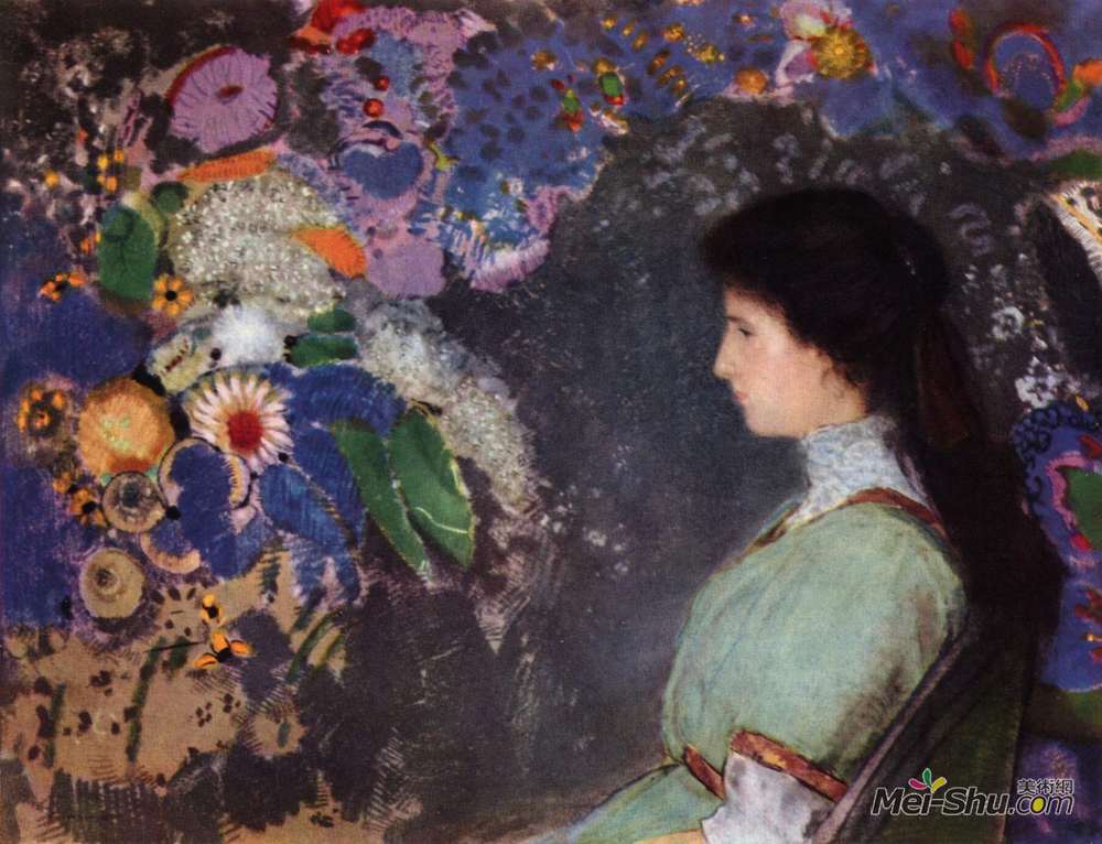 奥迪隆·雷东(Odilon Redon)高清作品《紫罗兰海曼的肖像》