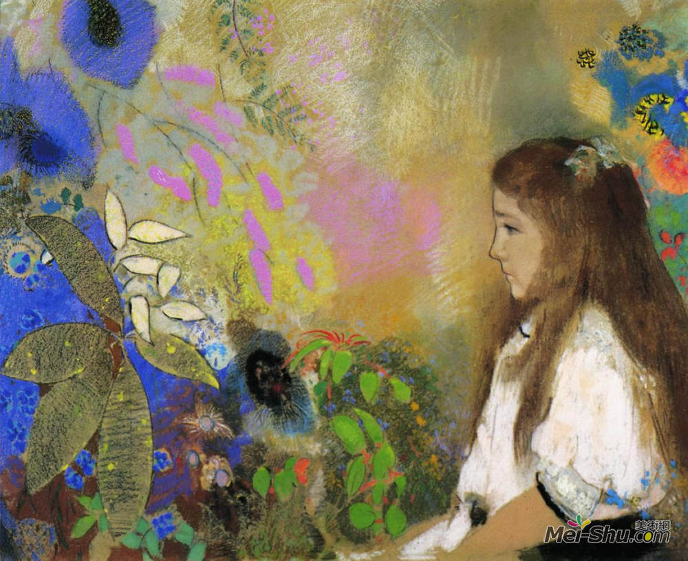 奥迪隆·雷东(Odilon Redon)高清作品《Portrait of Yseult Fayet》