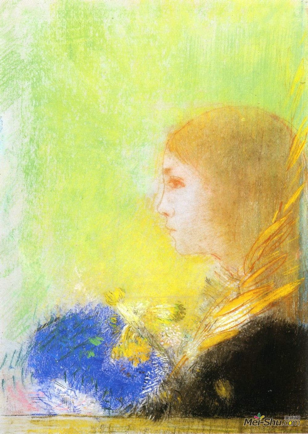 奥迪隆·雷东(Odilon Redon)高清作品《少女形象》