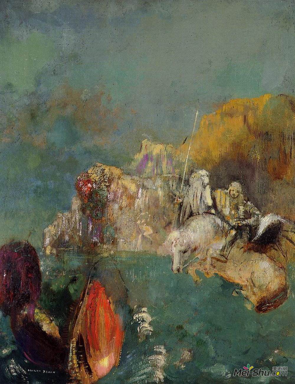 奥迪隆·雷东(Odilon Redon)高清作品《圣乔治与龙》