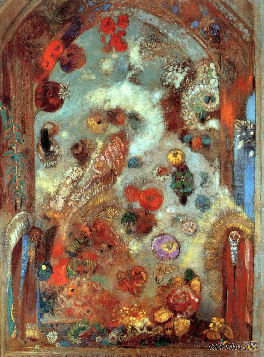 奥迪隆·雷东(Odilon Redon)高清作品《彩色玻璃窗（寓言）》