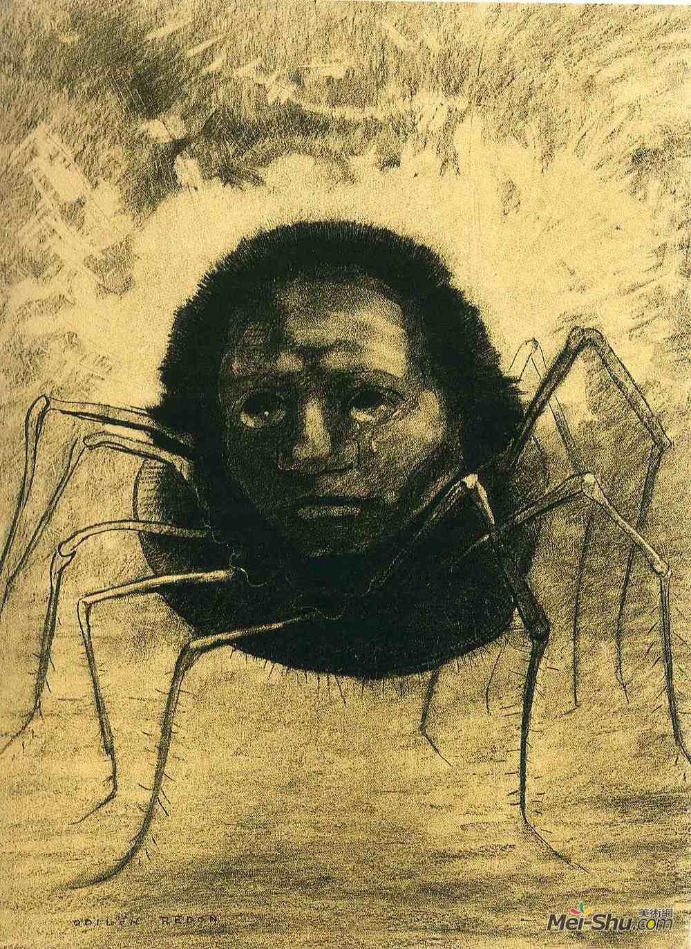 奥迪隆·雷东(Odilon Redon)高清作品《哭泣的蜘蛛》