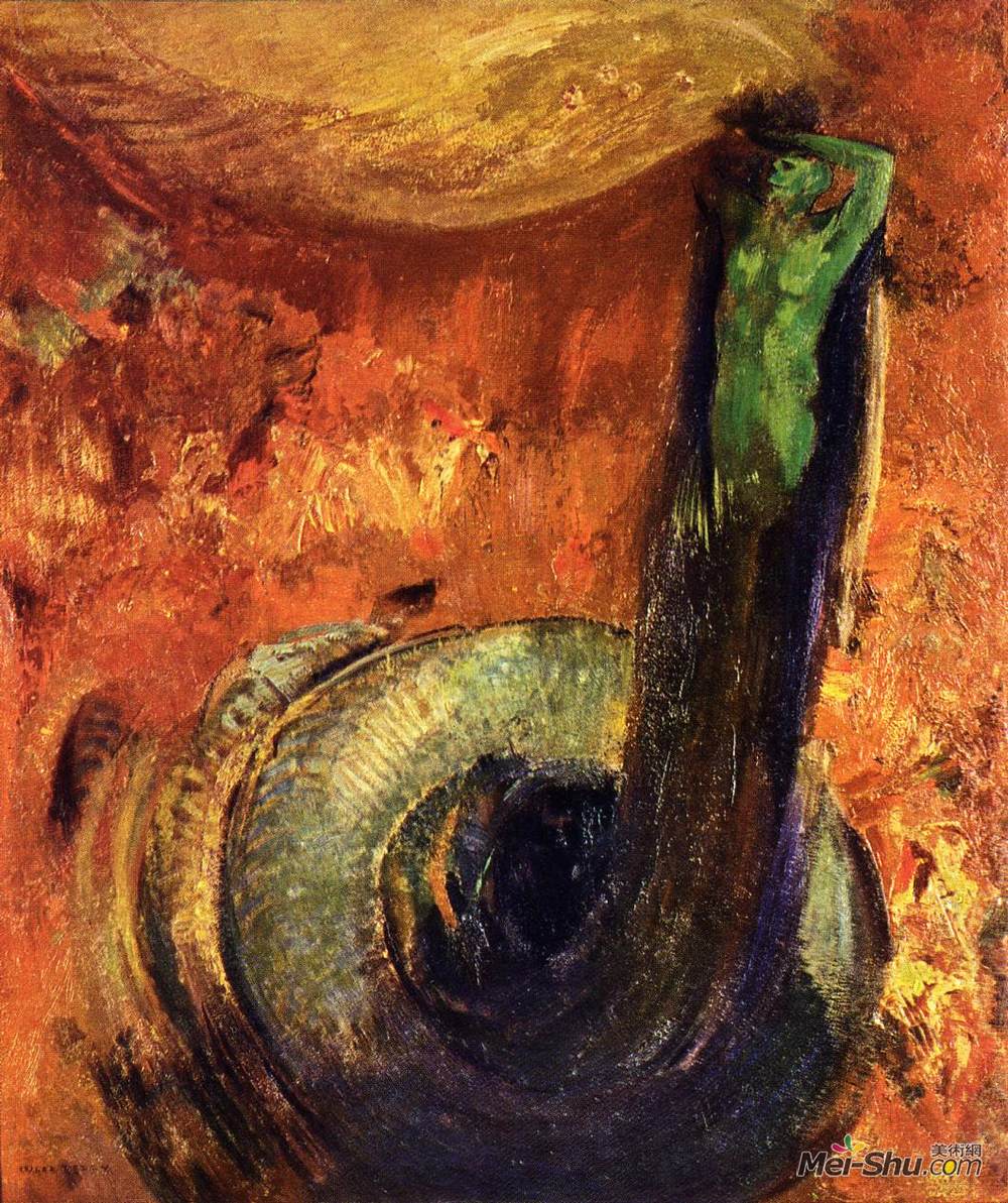 奥迪隆·雷东(Odilon Redon)高清作品《绿色死亡》