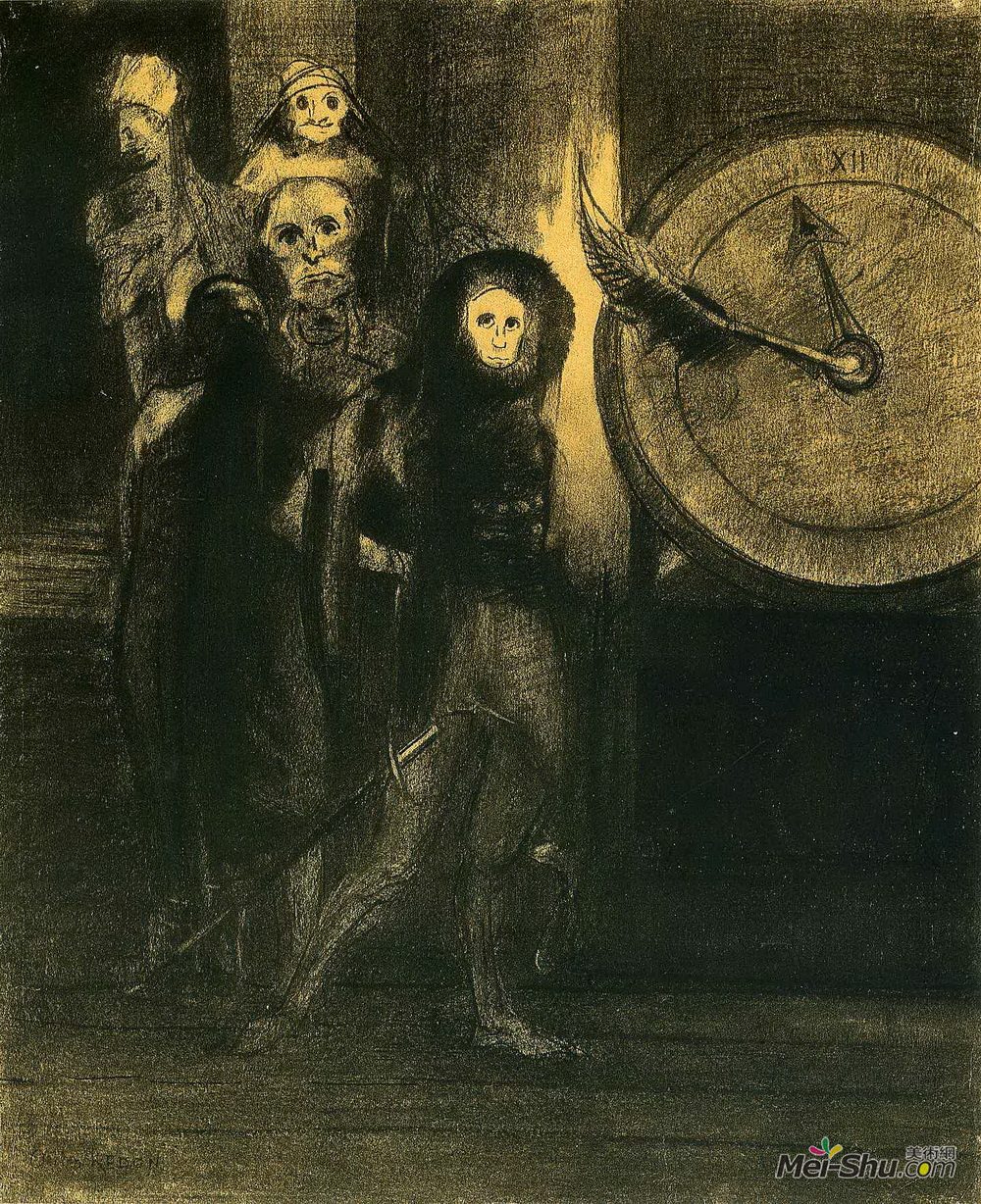 奥迪隆·雷东(Odilon Redon)高清作品《红色死亡的面具》