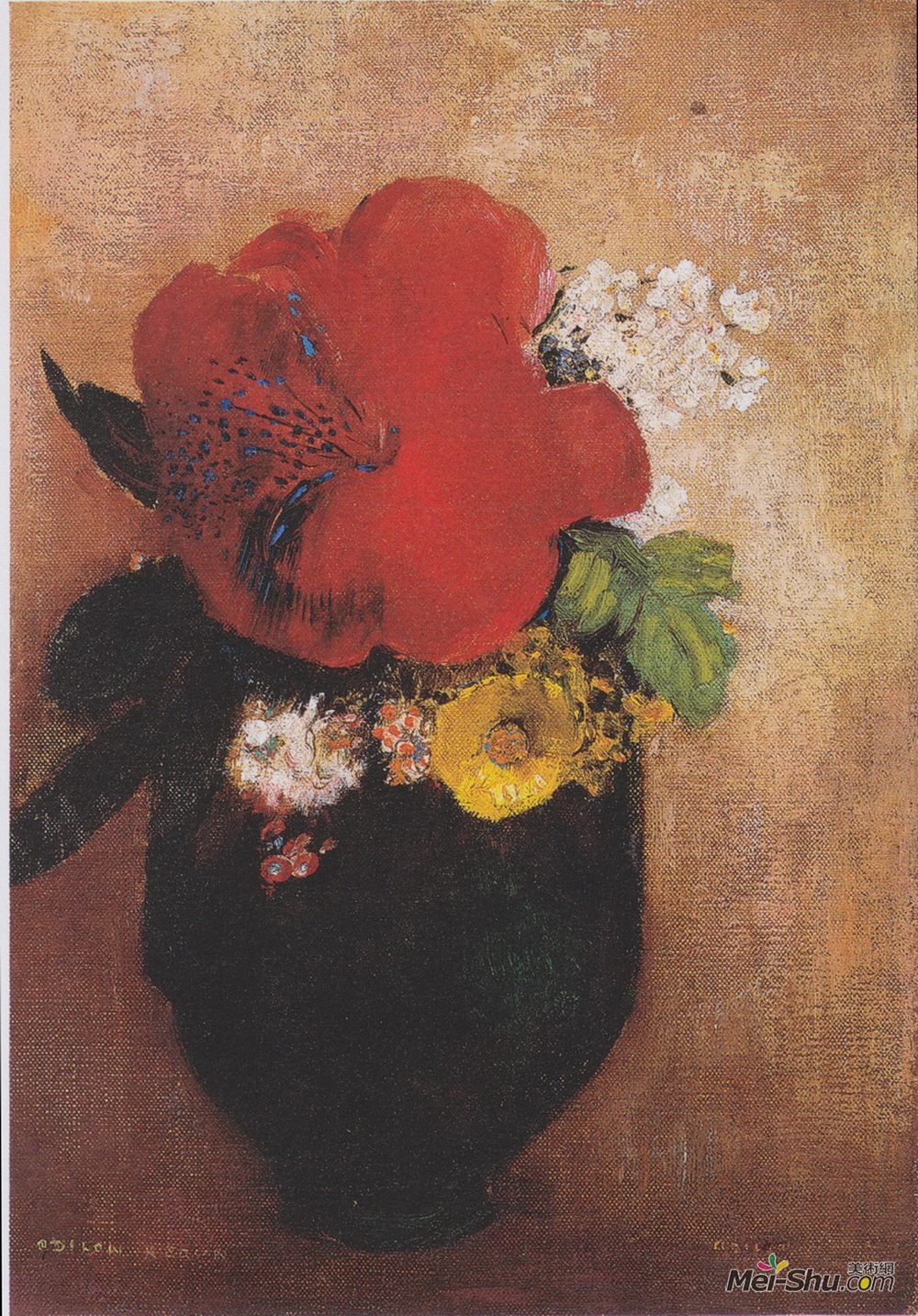 奥迪隆·雷东(Odilon Redon)高清作品《红罂粟》