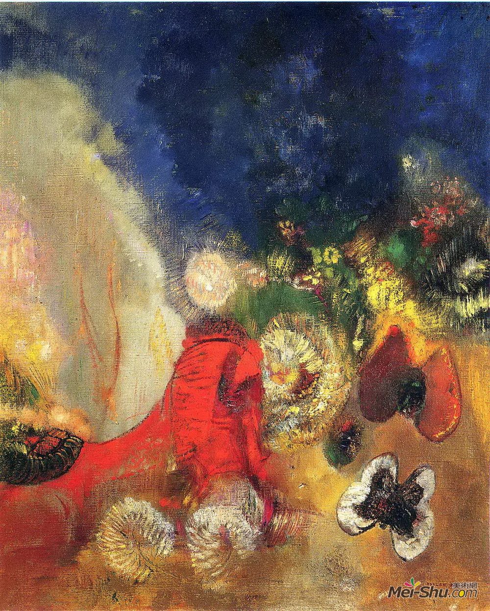 奥迪隆·雷东(Odilon Redon)高清作品《红色狮身人面像》