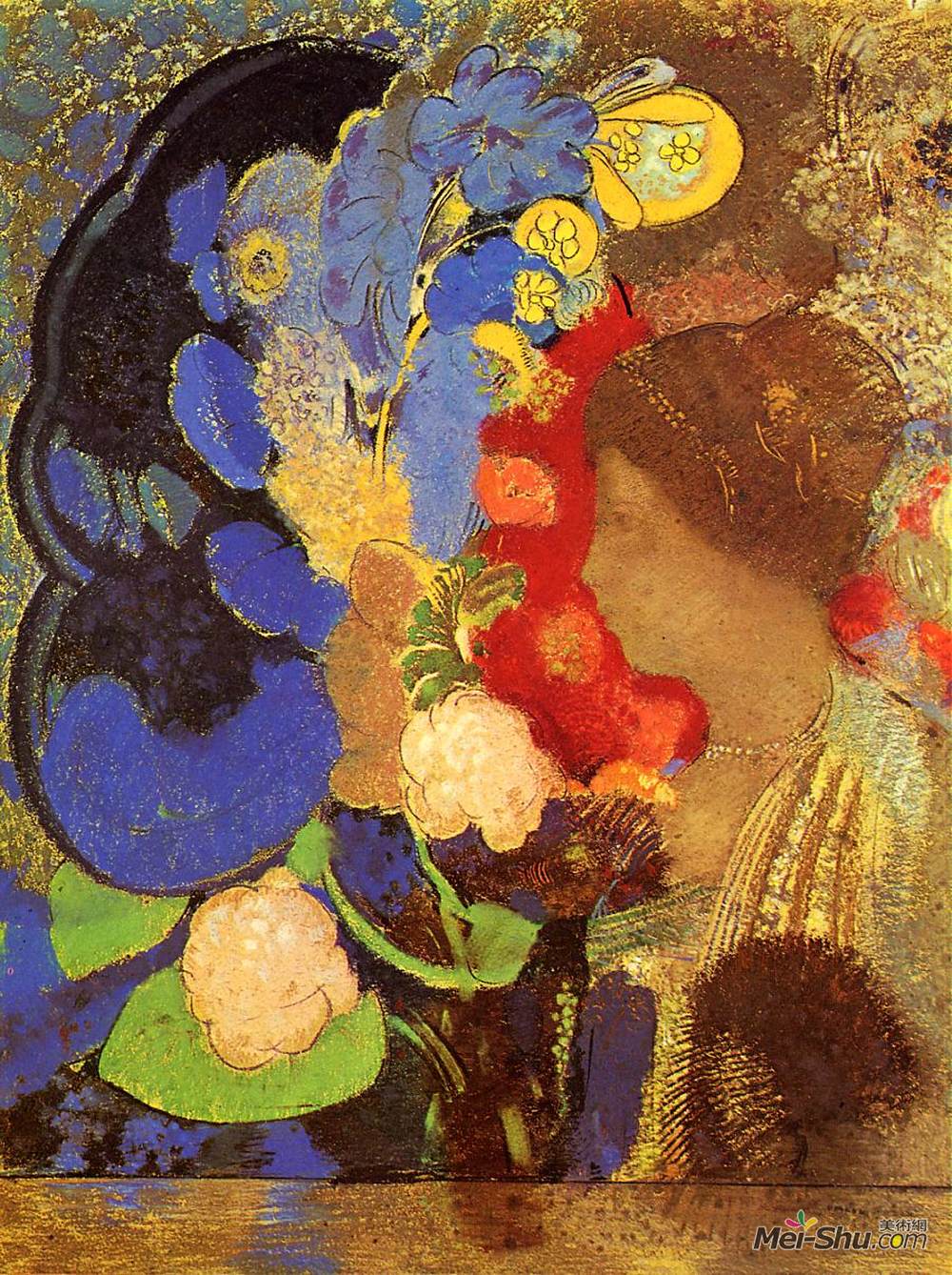 奥迪隆·雷东(Odilon Redon)高清作品《女人之间的花》